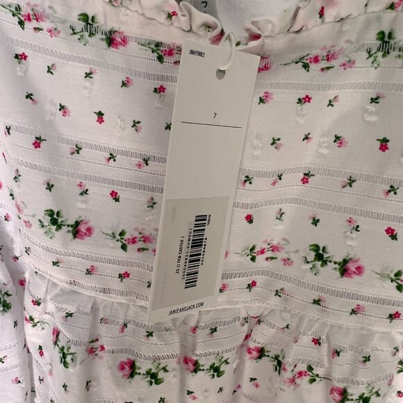 Janie and Jack White & Pink Mini Floral Puff Sleeve Blouse - NWT - Picture 5 of 8